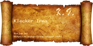 Klecker Irma névjegykártya