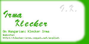 irma klecker business card